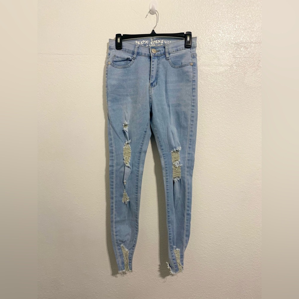 Light Blue Distressed Skinny Jeans